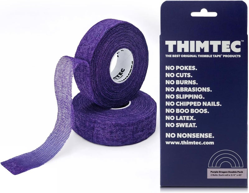 THIMTEC - The Original Thimble Tape for Hand Sewing - Fully Adjustable Nail & Finger Protector - A Smarter Alternative to Classic Knitting Thimbles - Purple 2-Pack - Image 1